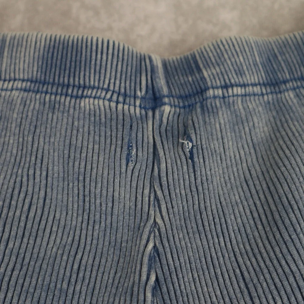 Urban Outfitters Flare Leggings Blue Ribbed Pants M Y2K Lettuce Hem Stretch